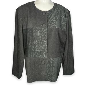 Leslie Fay size 16 mixed media button down suit jacket